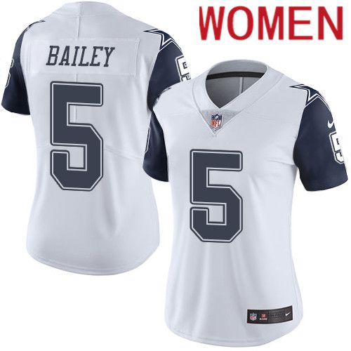 Women Dallas Cowboys 5 Dan Bailey Nike White Rush Vapor Limited NFL Jersey